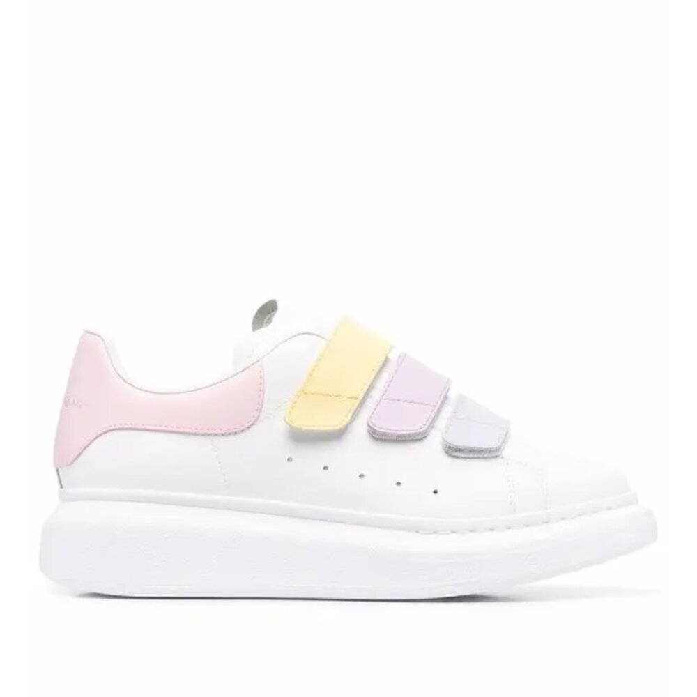 NWT Alexander McQueen Larry Oversized Sneakers White Leather Touch Strap